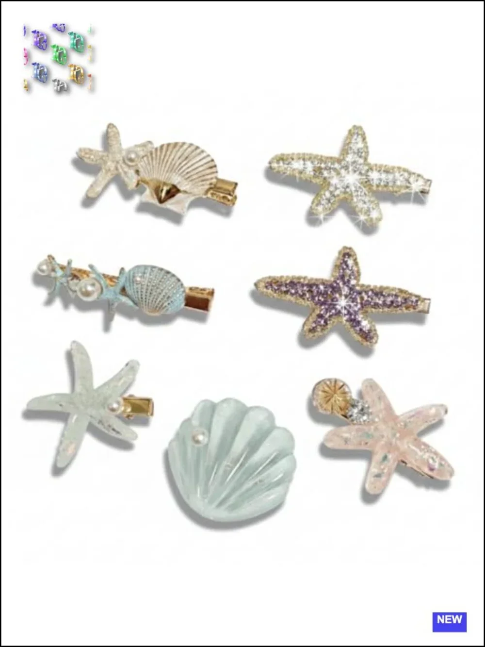 7 Starfish Seashell Hair Clips Set Beach Hair Accessories Ocean Style Hair